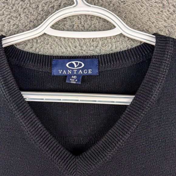 App State Mountaineers Sweater Vest Mens Medium Black Golf Golfer Appalachian NC - Picture 4 of 10